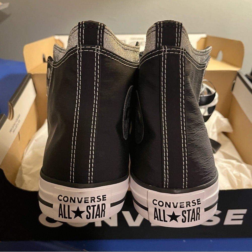 Converse Black Silver Double Upper Sz 11 New in Box - Picture 8 of 9